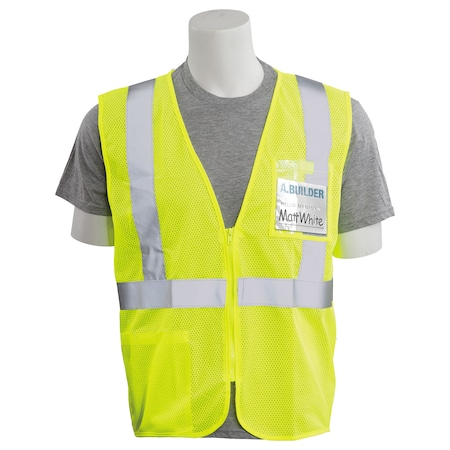 Deltaplus Safety Vest, Chest ID Pocket, Mesh, Class 2, S363ID, Hi-Viz Lime, XL 62662